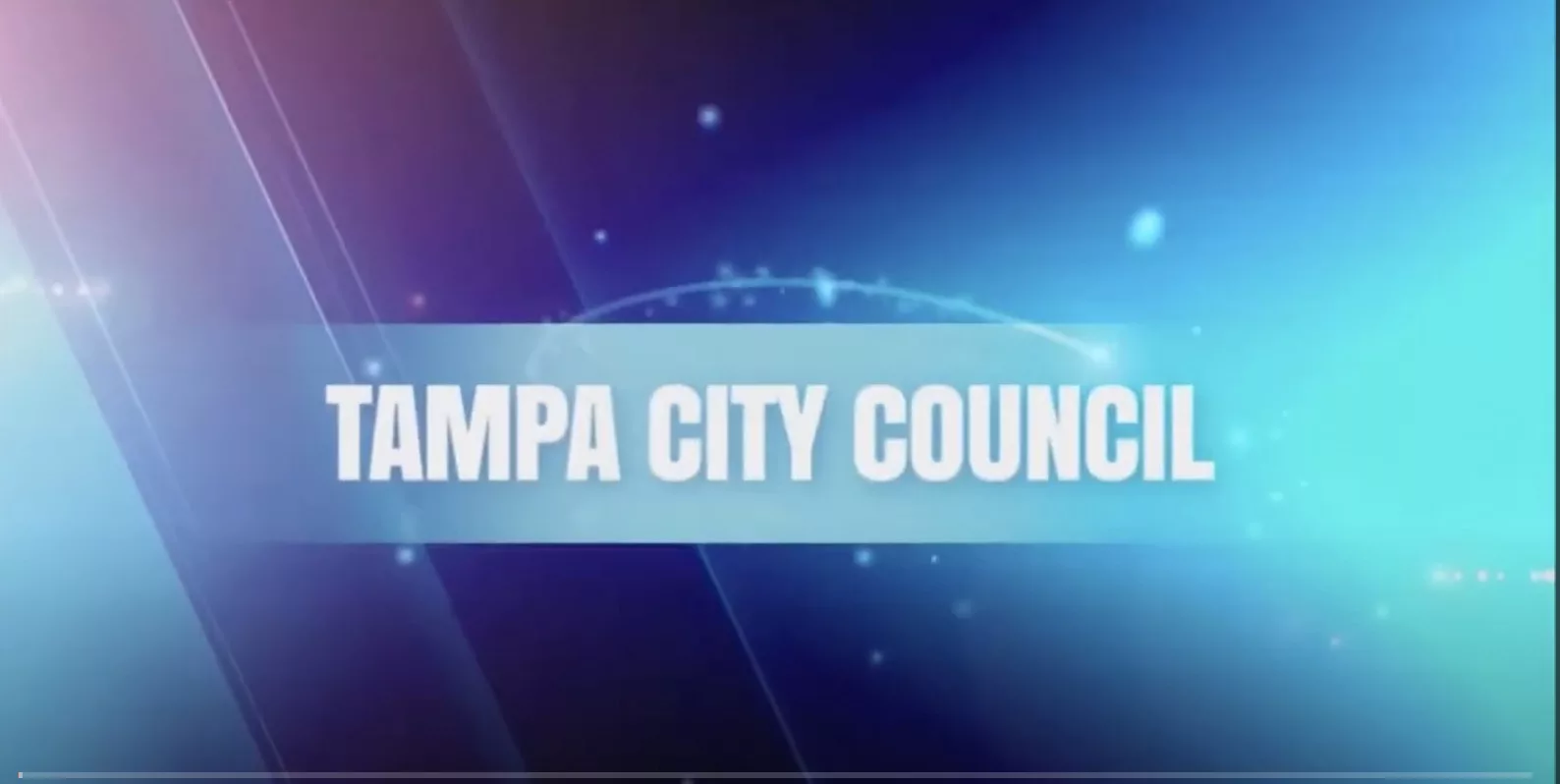 Video screen with the text Tampa City Council.