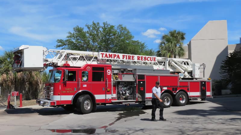 Tampa Fire Rescue ladder truck.