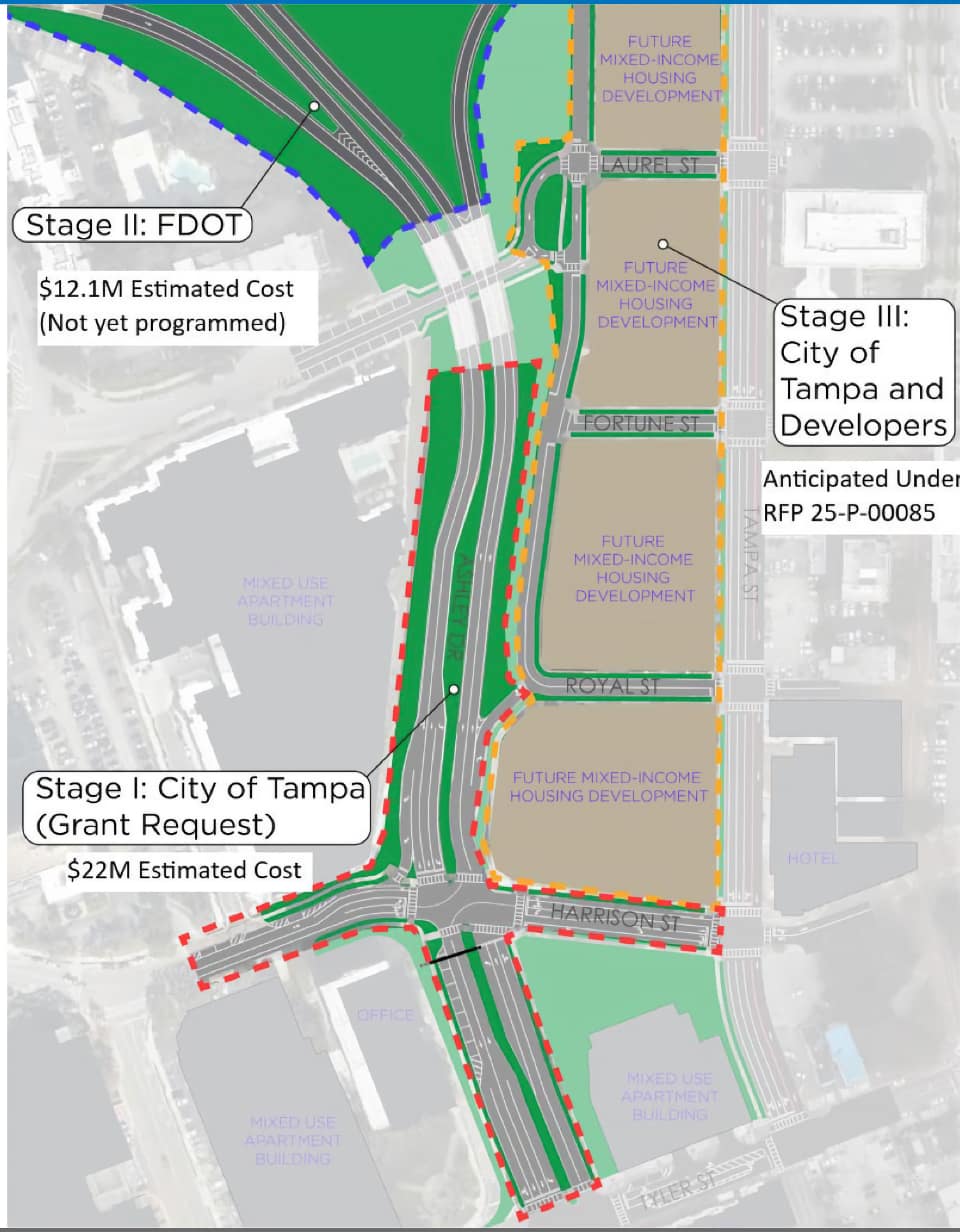 Graphic showing propose work area on Ashley Dr.